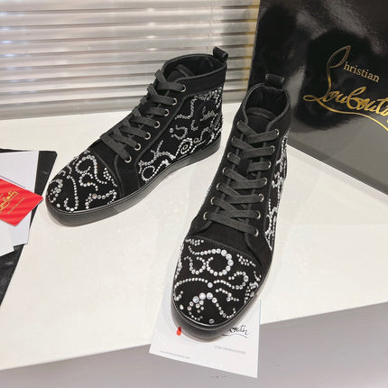 OCTOLOUIS STRASS STUDDED HIGH-TOP SNEAKERS IN BLACK VELVET