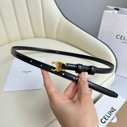 MINI TRIOMPHE BELT 13 MM BLACK LEATHER GOLD HARDWARE