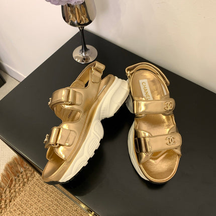 SANDAL 25S IN GLITTER GOLDEN LAMBSKIN