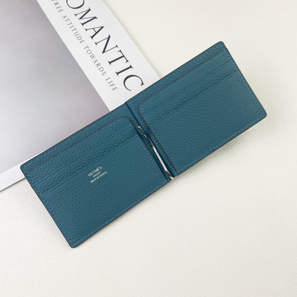 HM SILK’IN DOLLAR WALLET 11 CERULEAN GRAINED CALFSKIN