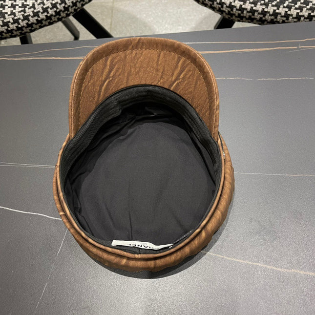 BAKER BOY CAP IN PECAN BROWN CALFSKIN 420947