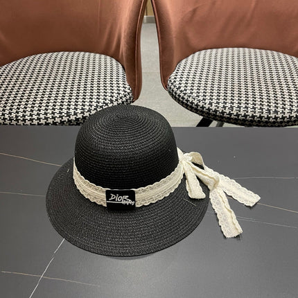 DIOR 26S STRAW SUN HAT WITH LACE RIBBON TRIM STYLE 136