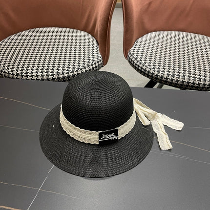 DIOR 26S STRAW SUN HAT WITH LACE RIBBON TRIM STYLE 136