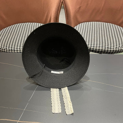 DIOR 26S STRAW SUN HAT WITH LACE RIBBON TRIM STYLE 136