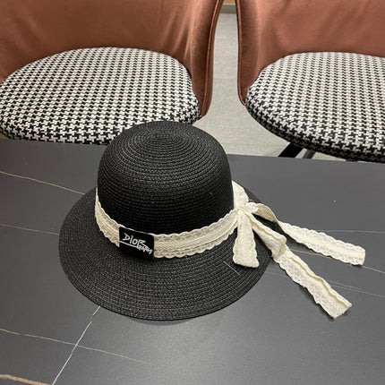 DIOR 26S STRAW SUN HAT WITH LACE RIBBON TRIM STYLE 136