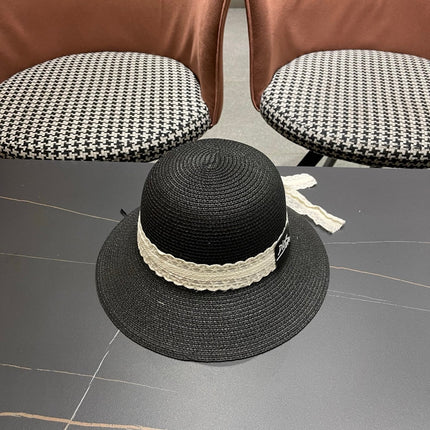 DIOR 26S STRAW SUN HAT WITH LACE RIBBON TRIM STYLE 136