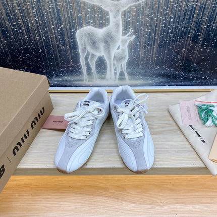 NB White and Gray Sneakers Cowhide