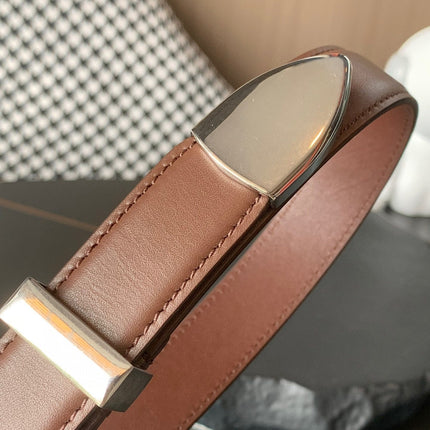 BELT 25MM MEDIUM WESTERN IN DARK BROWN CALFSKIN SILVER BUCKLE