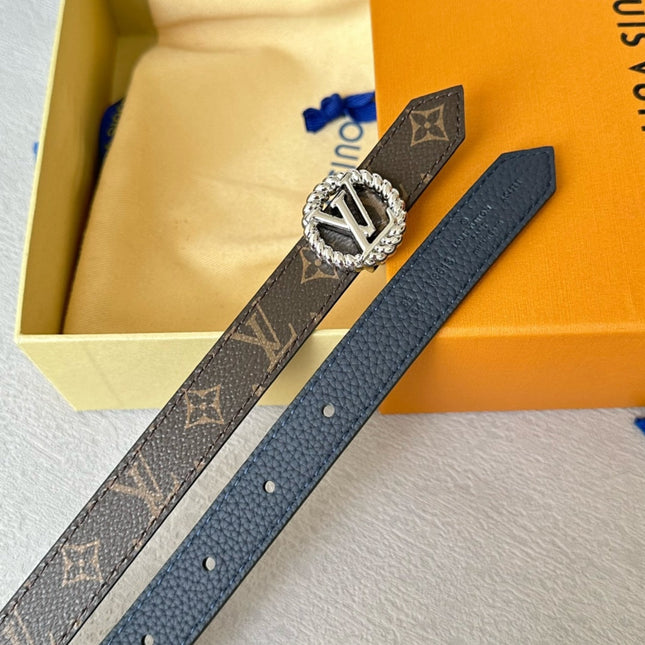 LV S-LOCK BELT 20 MM IN NAVY BLUE CALFSKIN AND CIRCLE SILVER HARDWARE