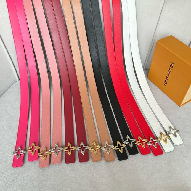 LV Flowergram 30mm Reversible Belt Silver Buckle Burgundy Brown Leather