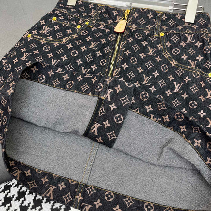 LV NEW STYLE DENIM SKIRT WITH FRONT CENTER ZIPPER 269062