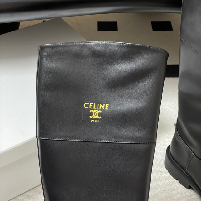 CELINE 26S MARGARET HIGH BOOTS IN BLACK CALFSKIN