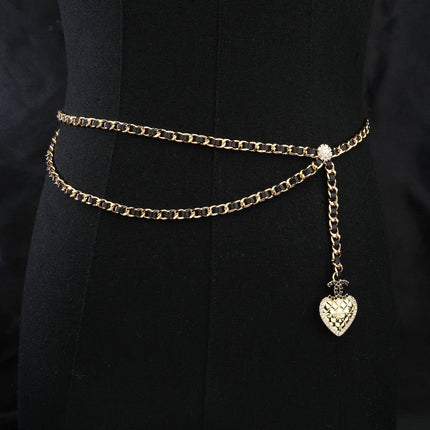 CHANEL 25S CHAIN BELT IN GOLD METALLIC AND BLACK CALFSKIN 614286