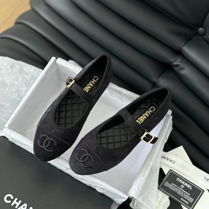MARY JANE SHOES BLACK CORDUROY TWILL FABRIC