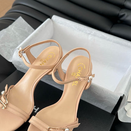 MID-HEEL 35 MM SANDAL IN NUDE TAN SHEEPSKIN