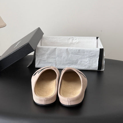 CHANEL 26S MULES IN BEIGE SUEDE ROUND TOE