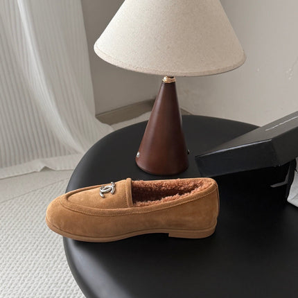 CHANEL 26S LOAFERS IN BROWN SUEDE AND SHEARLING LINING