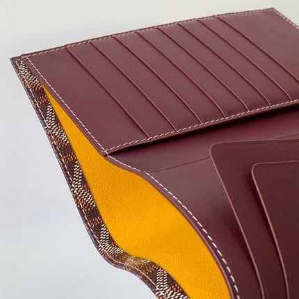 RICHELIEU CHECKBOOK WALLET 19 IN BURGUNDY RED GOYARDINE CANVAS AND CALFSKIN
