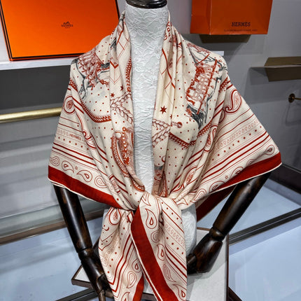 HERMES 26S SCARF 140 IN SILK AND CASHMERE 495971