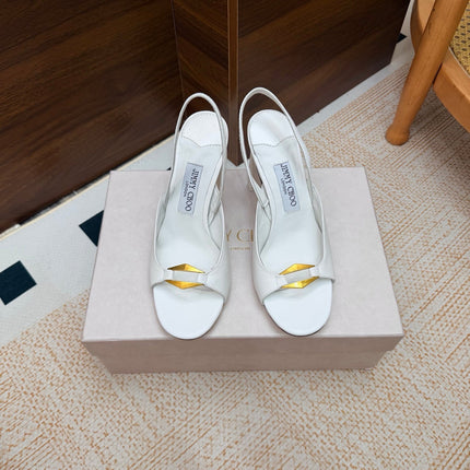 JIMMY CHOO 26S SLINGBACK SANDALS 100 MM IN WHITE CALFSKIN