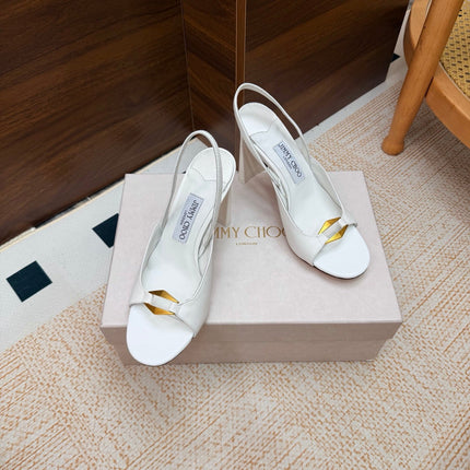 JIMMY CHOO 26S SLINGBACK SANDALS 100 MM IN WHITE CALFSKIN