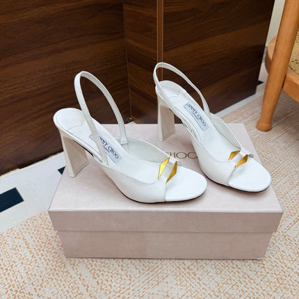 JIMMY CHOO 26S SLINGBACK SANDALS 100 MM IN WHITE CALFSKIN