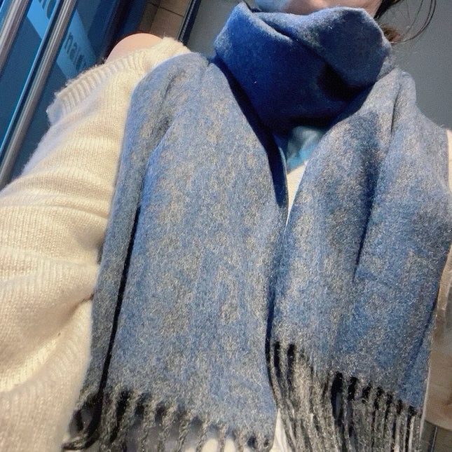 SCARF IN CLASSIC BLUE WOOL AND CASHMERE 398233