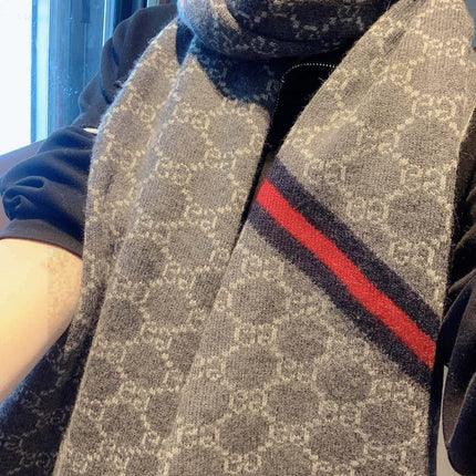 CLASSIC SCARF 180 CM IN DARK GRAY MONOGRAM CASHMERE 401994