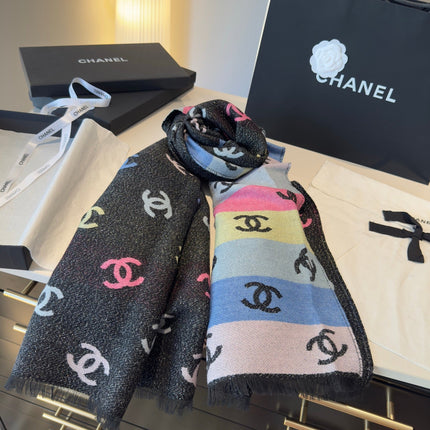 CHANEL 26S SCARF 180 IN CASHMERE WOOL BLEND 504437
