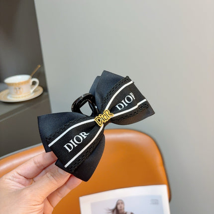 DIOR 26S BOW HAIR CLIP IN BLACK RIBBON 500511