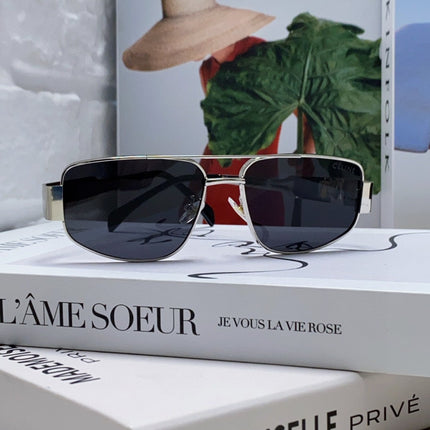 TRIOMPHE SUNGLASS 512999 IN SILVER METAL BLACK LENSES