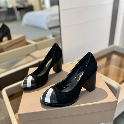 BURBERRY 26S HIGH HEELS 95 MM IN BLACK SUEDE