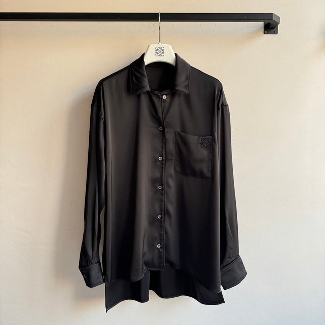Loewe Shirt Black Satin Fabric