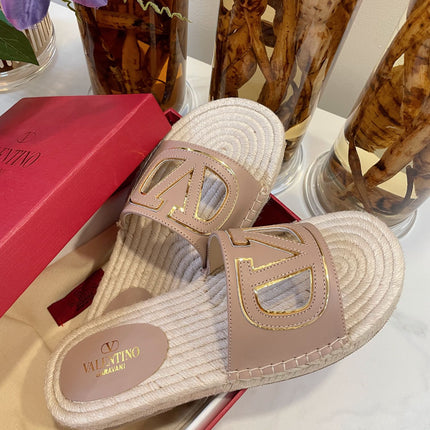 VLOGO CUT-OUT ESPADRILLES IN CREPE PINK CALFSKIN