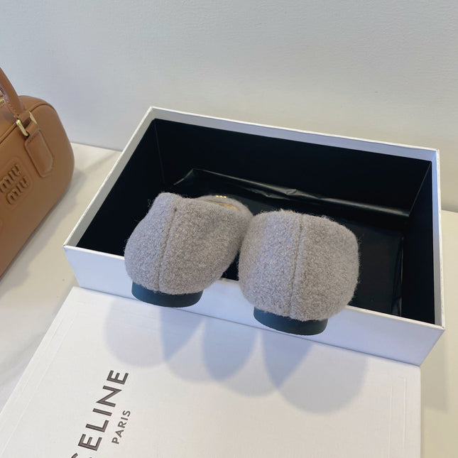 CELINE 26S FLAT SHOES IN LAVENDER GREY WOOL