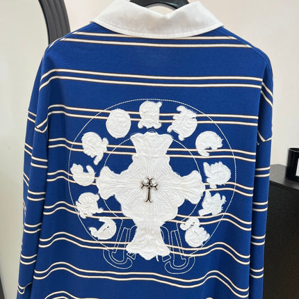 CHROME HEARTS 26S LONG-SLEEVE STRIPED POLO SHIRT 083