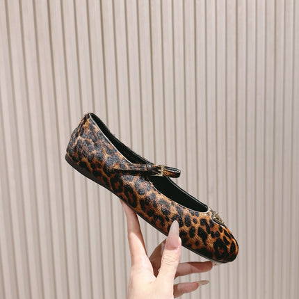 PRADA BALLERINA FLATS IN LEOPARD PRINT LAMBSKIN
