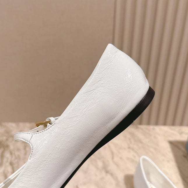 PRADA 25S BALLERINAS IN WHITE CALFSKIN GLOSSY