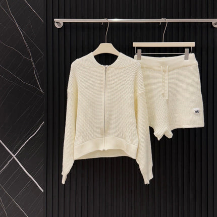 ALO KNIT CARDIGAN & SHORTS SET STYLE 31