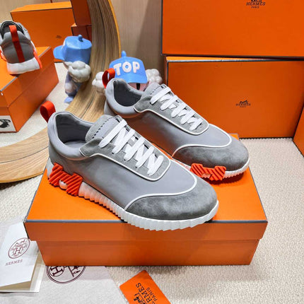 BOUNCING SNEAKER IN SMOKE GRAY SUEDE AND CALFSKIN