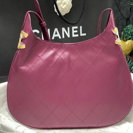 CHANEL 26S HOBO BAG 28 IN DARK RED QUILTED CALFSKIN