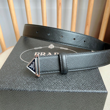 PRADA 25S BELT 30 MM IN BLACK CALFSKIN 595010