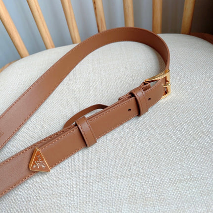 PRADA 25S BELT 25 MM IN BROWN CALFSKIN 585799