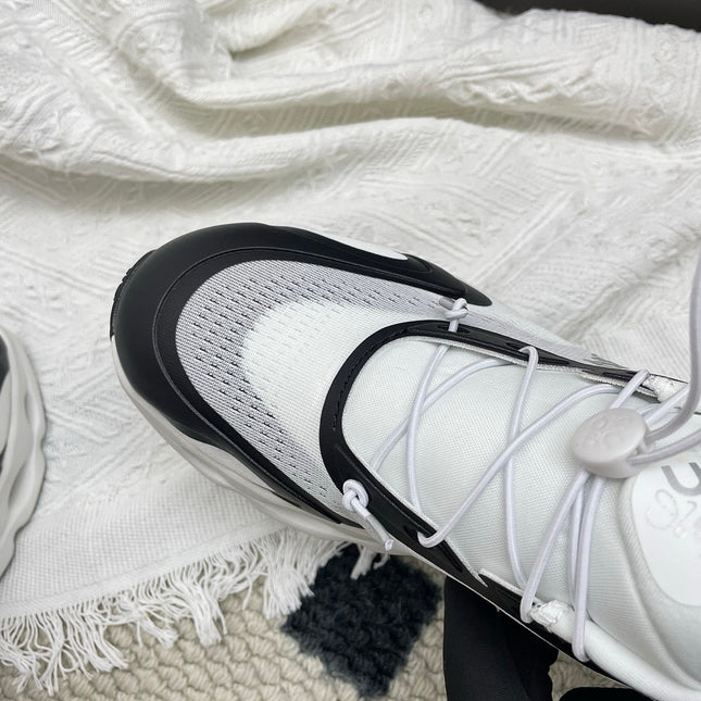 LOEWE 26S CLOUDSOLO SNEAKERS IN WHITE AND BLACK AND GRAY RECYCLED POLYESTER