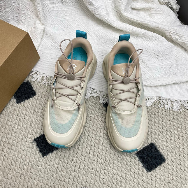 LOEWE 26S CLOUDSOLO SNEAKERS IN LIGHT BLUE AND BEIGE RECYCLED POLYESTER