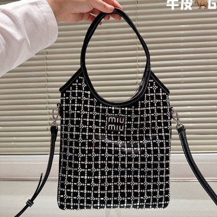CRYSTAL TOTE 24 BAG IN BLACK CALFSKIN