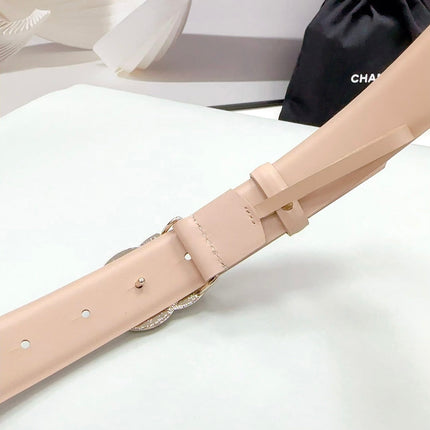 CC 30MM BELT IN ALMOND BEIGE CALFSKIN METAL HARDWARE