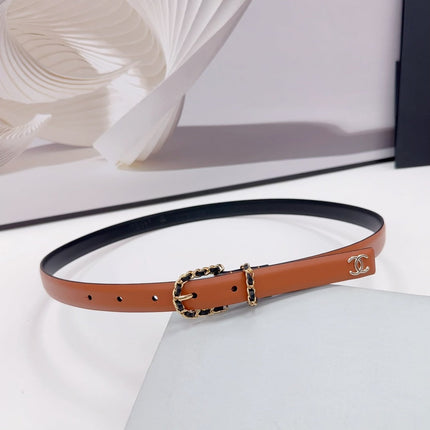 CC BELT 20 MM IN BRONZE BROWN MIX BLACK CALFSKIN GOLD HARDWARE