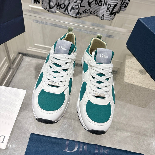 DIOR 25S MILE SERIES SNEAKERS 25MM IN WHITE DARK TEAL CALFSKIN