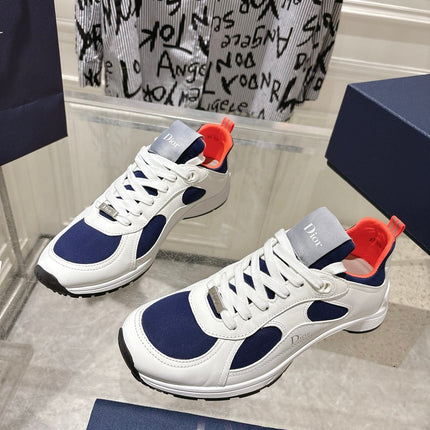 DIOR 25S MILE SERIES SNEAKERS 25MM IN WHITE BLUE CALFSKIN